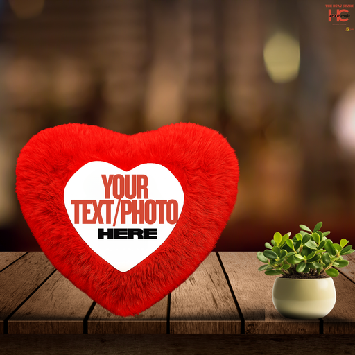Personalized Red Heart-shape Fur Cushion